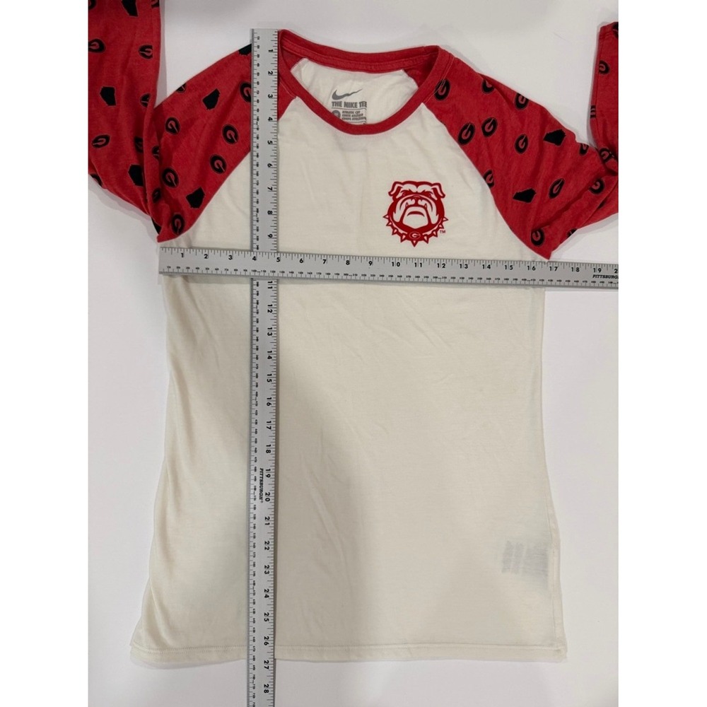 Nike Georgia Bulldogs Rugby‎ Raglan Tee Womens Medium Red White "G" Logo - Picture 7 of 8